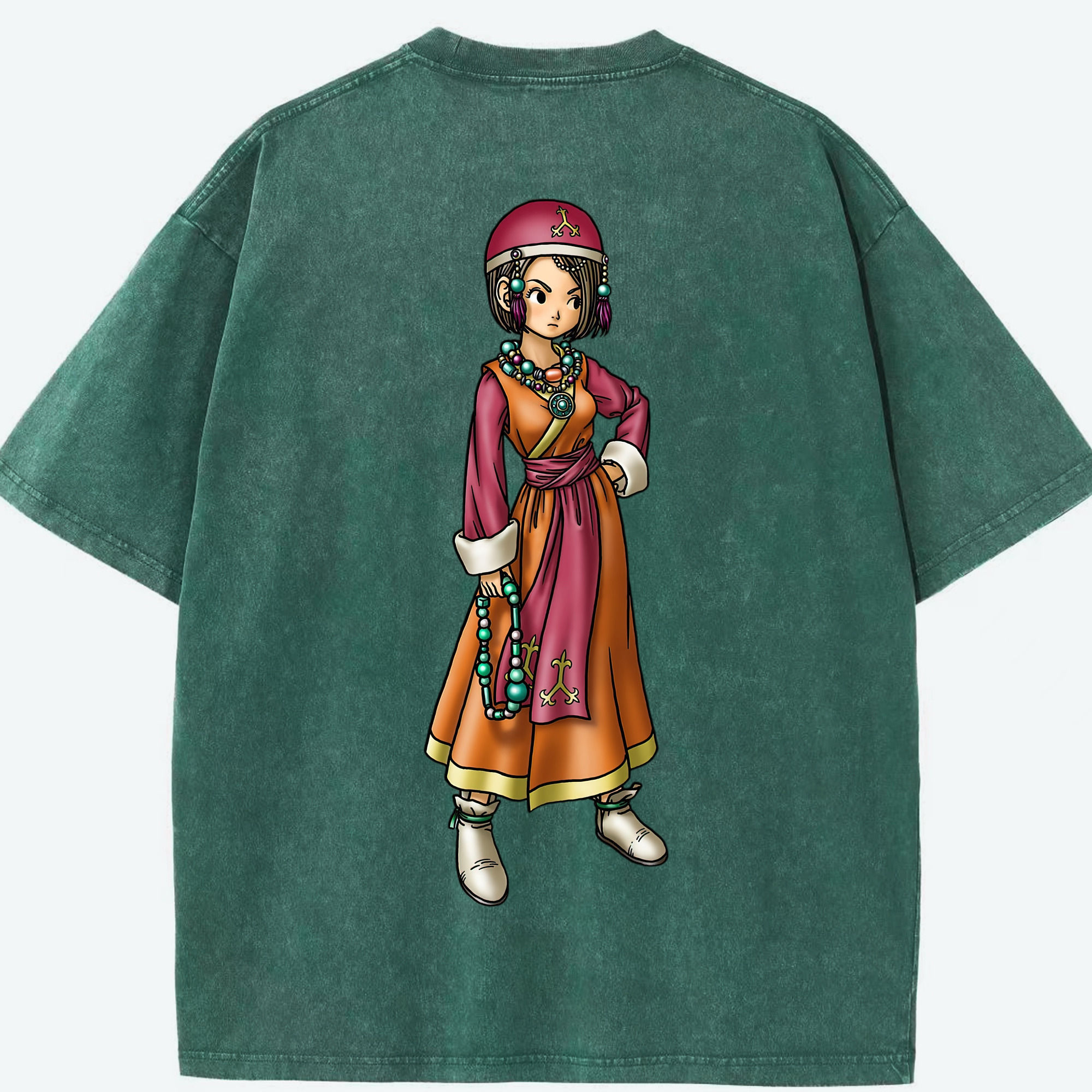 （画像用） ドラゴンクエスト Doragon Kuesuto Dragon Quest 綿100% ヴィンテージ風 半袖Tシャツ（背面プリント）